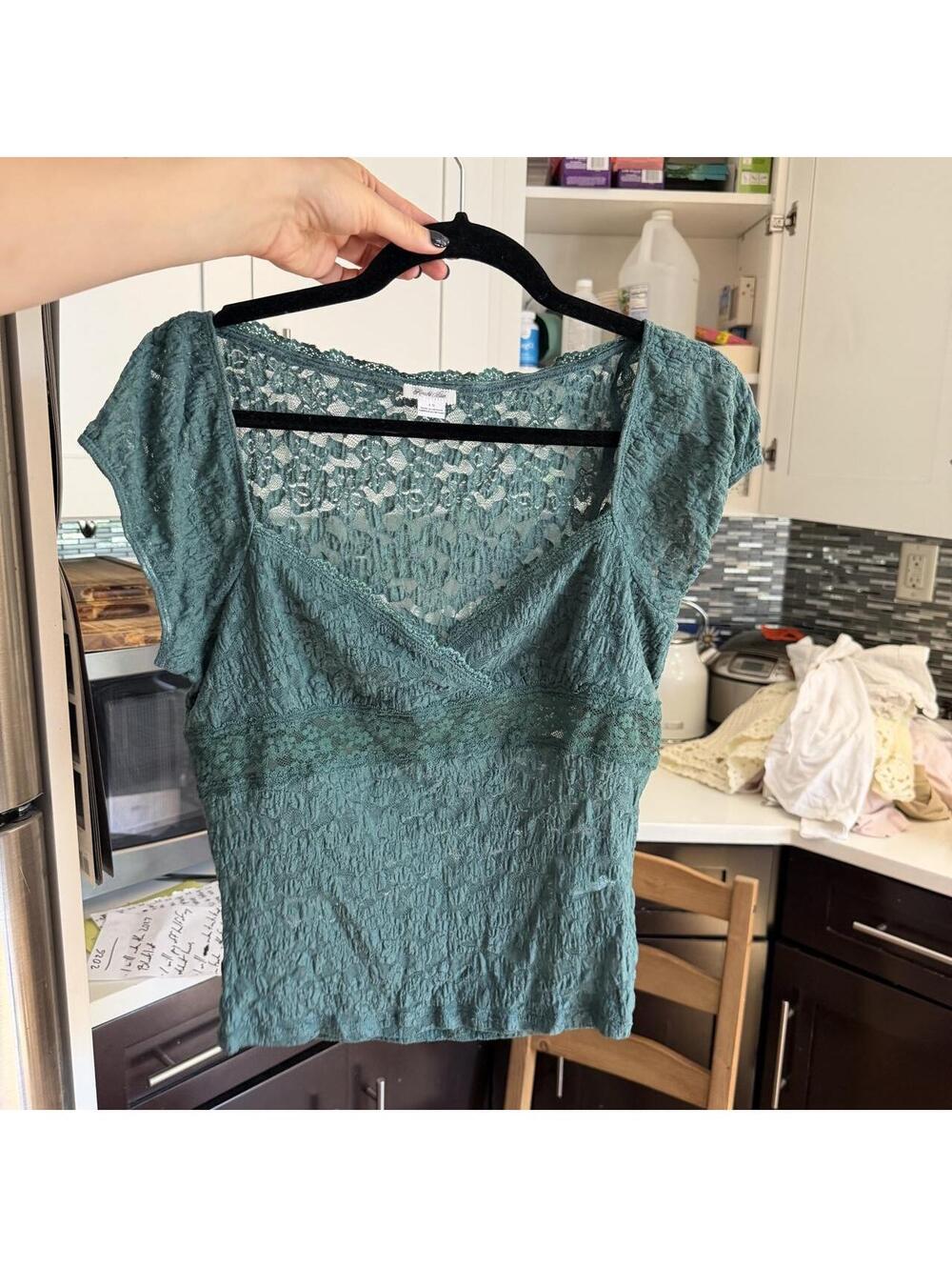 Kimchi Blue Women's Green and Blue Crop-top